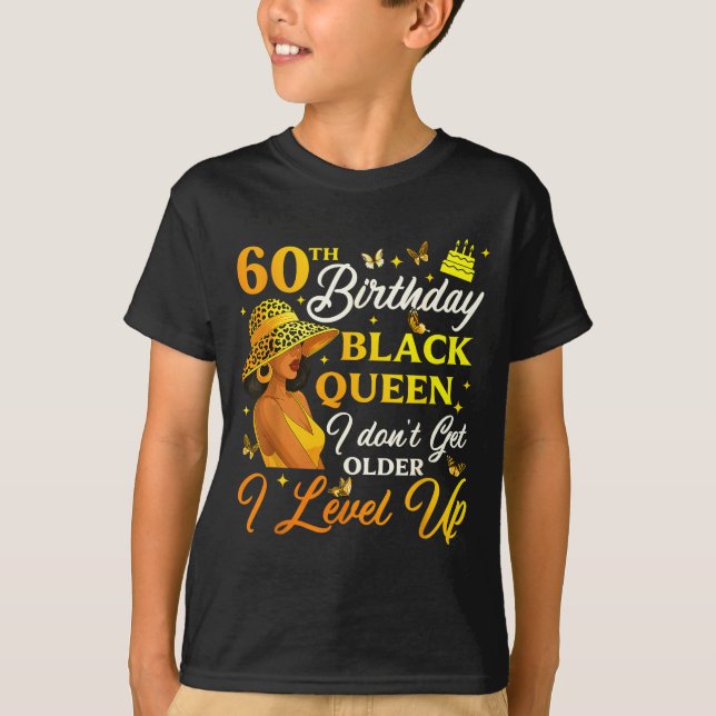 T-shirt 60th Birthday Black Queen Level Up Emwering For Wo (Devant)