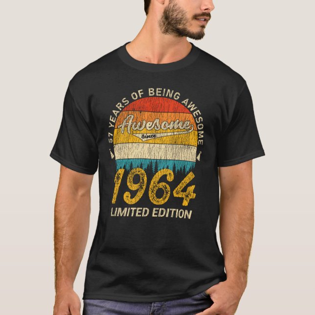 T-shirt 61 Ans 1964 Retro Awesome 61e anniversaire Cadeau (Devant)
