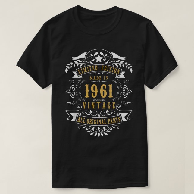 T-shirt 61 Ans 61e Anniversaire Fabriqué Né en 1961 Hommes (Design devant)