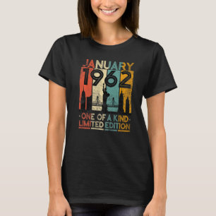 T-shirt 61 Ans Vintage Janvier 1962 Anniversaire Hommes Fe