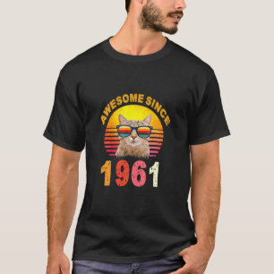 T-shirt 61E Anniversaire Chat Vintage Awesome Depuis 1961