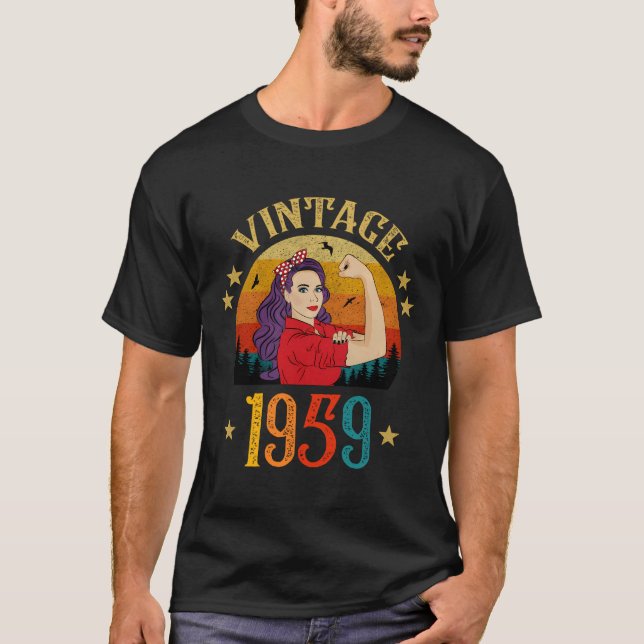 T-shirt 61E Cadeau Anniversaire 61 Ans Pour Femmes Retro V (Devant)