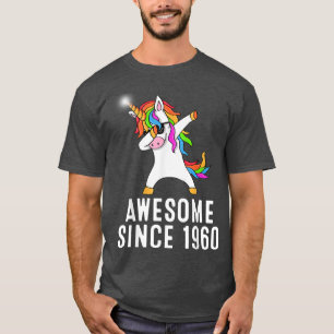 T-shirt 61st birthday, unicorn dab, Awesome since 1960