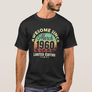 T-shirt 62 Ans Awesome Depuis Mars 1960 Cadeaux 62E B