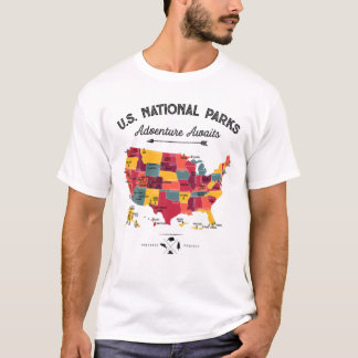 T-shirt 62 Carte des parcs nationaux Cadeaux Parc américai