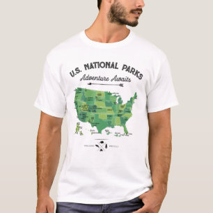 T-shirt 62 National Parks Map Toxits US Park Vintage Campi
