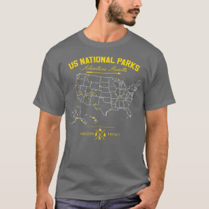 T-shirt 62 National Parks Map Toxits US Park Vintage Campi