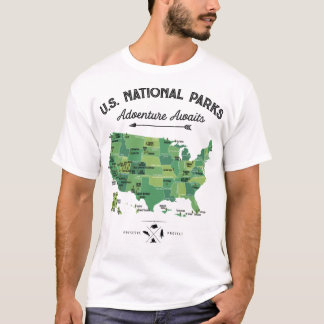 T-shirt 62 National Parks Map Toxits US Park Vintage Campi