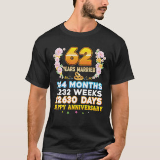 T-shirt 62 Year Married Happy 62Nd Wedding Anniversary Cou