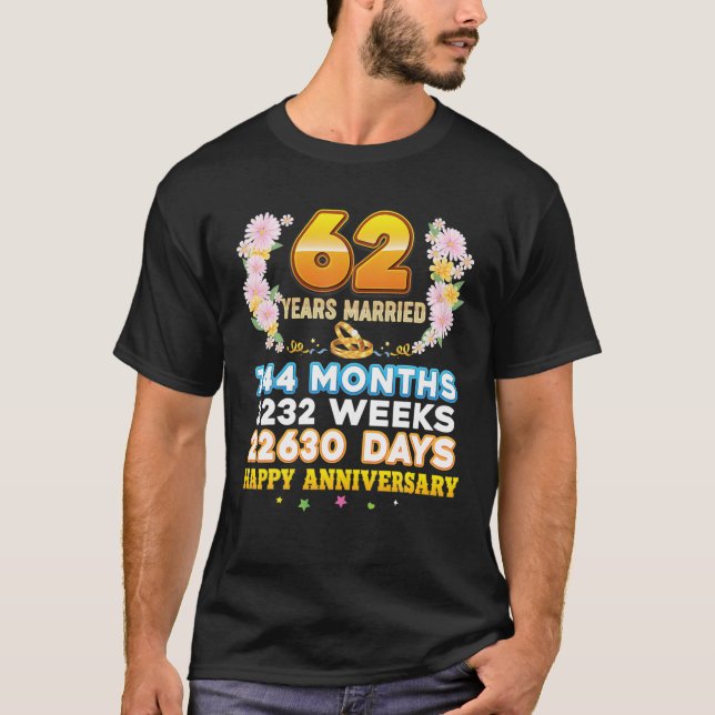 T-shirt 62 Year Married Happy 62Nd Wedding Anniversary Cou (Devant)