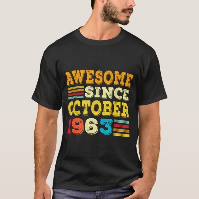 T-shirt 62 Years Old Awesome Since October 1963 62nd Birth (Devant)