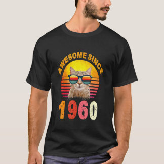 T-shirt 62e anniversaire Vintage Chat stupéfiant depuis 19