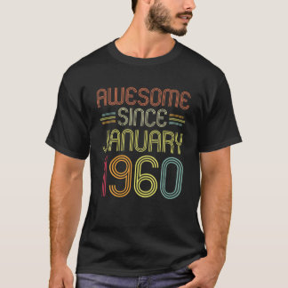 T-shirt 62E Cadeau Anniversaire Awesome Depuis Janvier 196