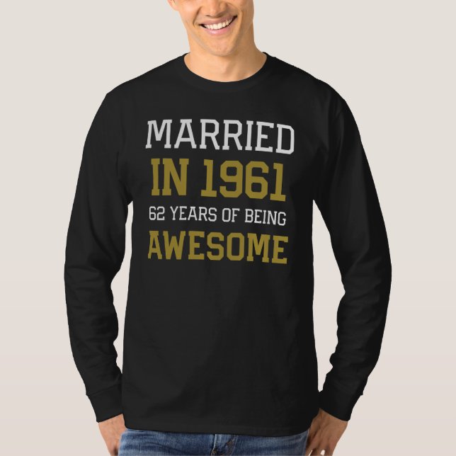 T-shirt 62nd Anniversary for Men Married In 1961 Couples H (Devant)