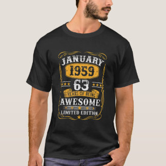 T-shirt 63 Ans Janvier 1959 Édition Limitée 63E Birt