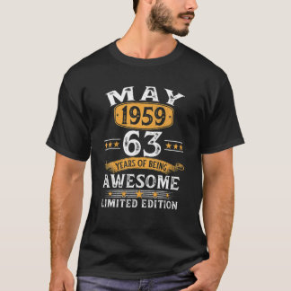 T-shirt 63 Years Old Gift Vintage 1959 May 1959 63Th Birth