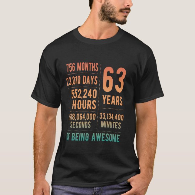 T-shirt 63rd Birthday Men Women Funny 63 Years Old (Devant)