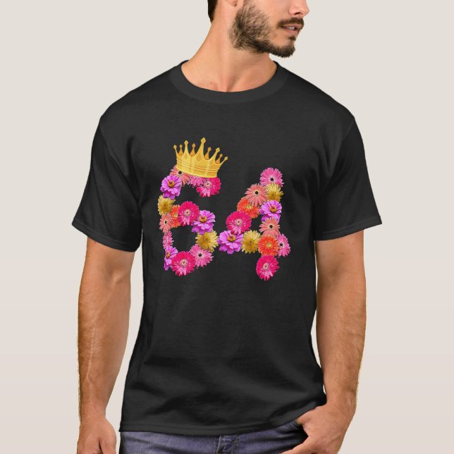 T-shirt 64 Anniversaire Femmes Flower Crown C'est My 64t (Devant)
