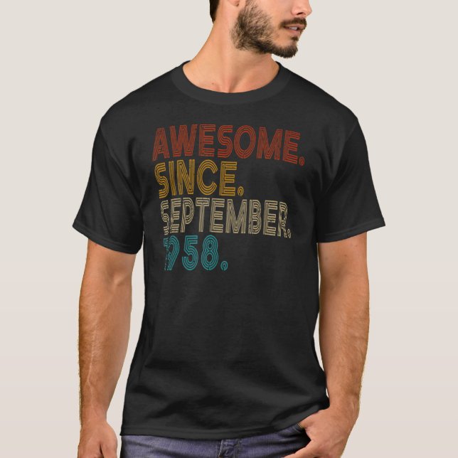 T-shirt 64 Ans 64e Anniversaire Awesome depuis Septembre (Devant)