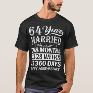T-shirt 64 ans de mariage heureux 64e anniversaire de Mari
