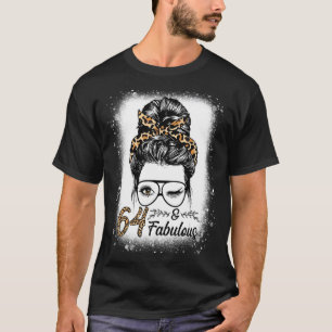 T-shirt 64 Ans Fabuleux Messy Bun Leopard 64e naissance