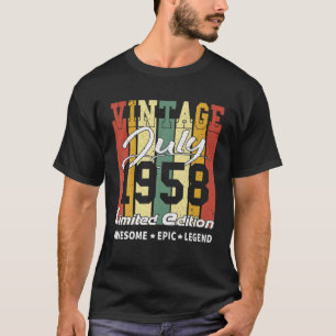 T-shirt 64 Ans Vintage Juillet 1958 Edition Limitée 64T