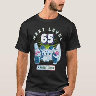 T-shirt 65 Anniversaire Joueur Niveau 65 Niveau suivant Co