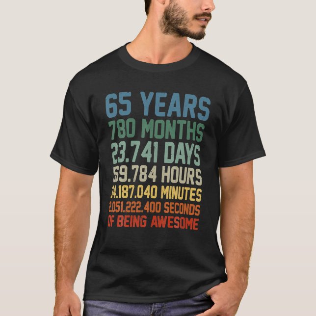 T-shirt 65 ans, 65 ans, décoration (Devant)