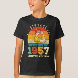 T-shirt 65 ans Femmes Anniversaire 1957 Vintage 65e annive
