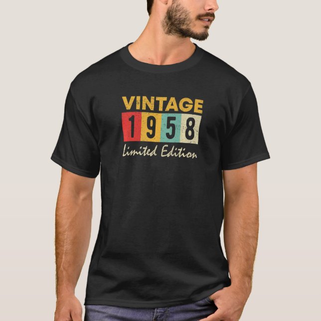 T-shirt 65 ans Vintage 1958 65e anniversaire (Devant)