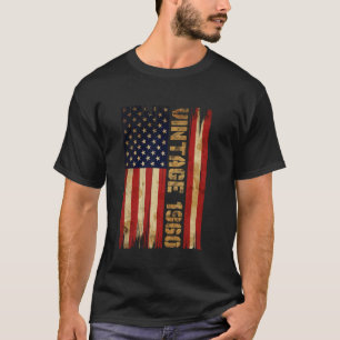 T-shirt 65 ans Vintage 1960 Drapeau américain 65e annivers