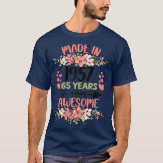 T-shirt 65 Years Old 65th Birthday Born en 1957 Women Girl