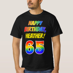 T-shirt 65e anniversaire — Bold, Fun, Rainbow 65, Nom pers