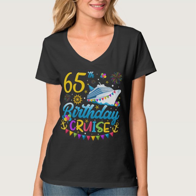 T-shirt 65e anniversaire Croisière B-Day Femmes V-Neck (Devant)