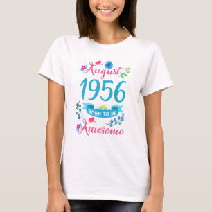 T-shirt 65e Anniversaire Floral Pour Femmes Nées En Août 1