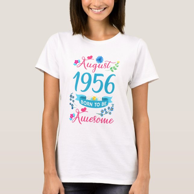 T-shirt 65e Anniversaire Floral Pour Femmes Nées En Août 1 (Devant)