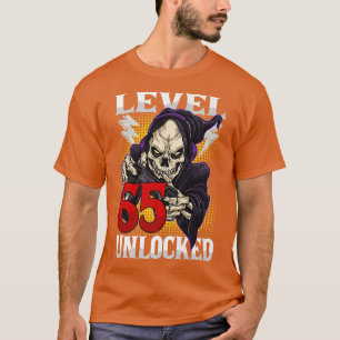 T-shirt 65e Anniversaire Gamer Skeleton Niveau 65 Gam déve