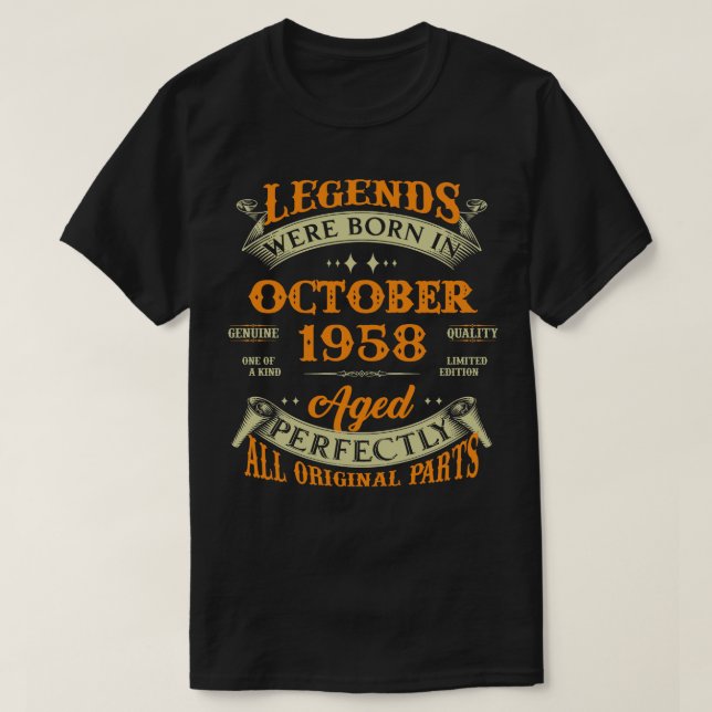 T-shirt 65e Anniversaire Légendes Cadeaux Né En Octobre 19 (Design devant)