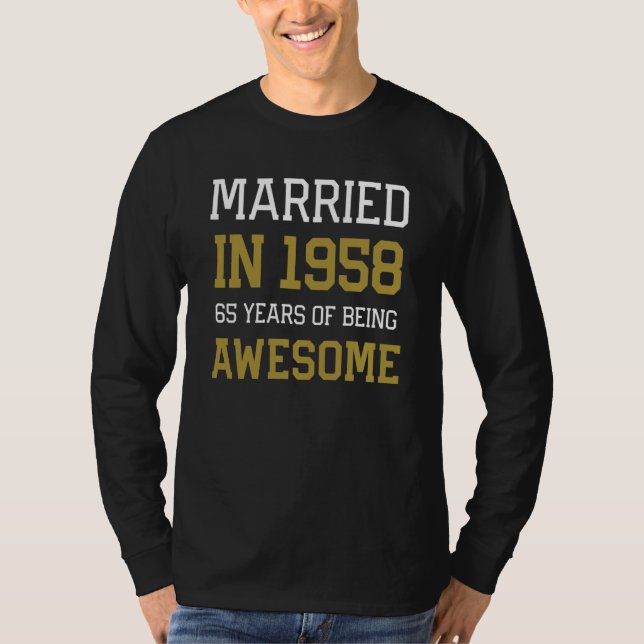 T-shirt 65th Anniversary for Men Married In 1958 Couples H (Devant)