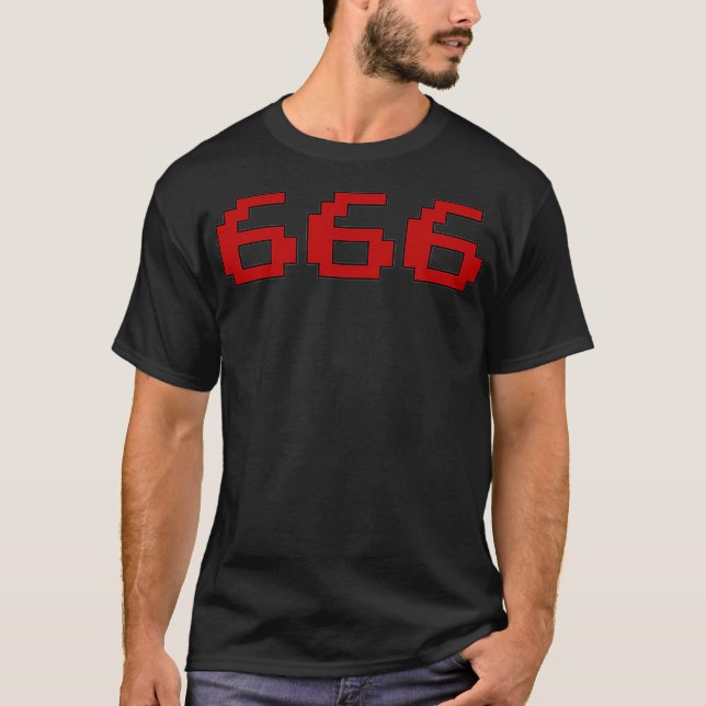 T-shirt 666 8Bit Retro Jeu Vidéo Manche Courte  (Devant)