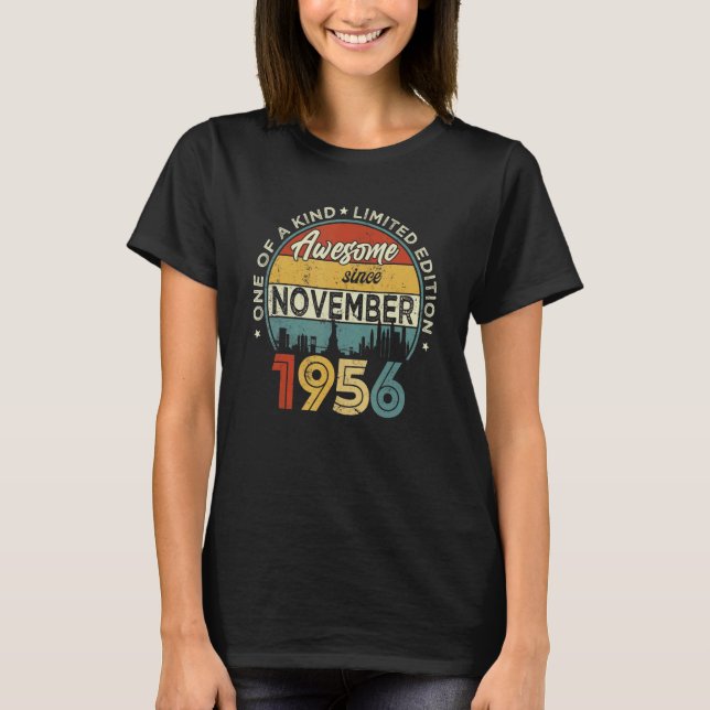 T-shirt 66 Ans Awesome Depuis Novembre 1956 66th Bir (Devant)