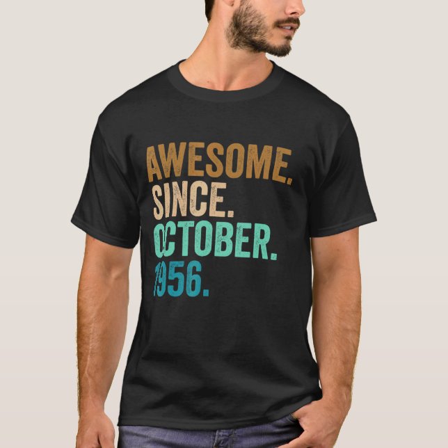 T-shirt 66 Ans Awesome depuis Octobre 1956 66e Birt (Devant)