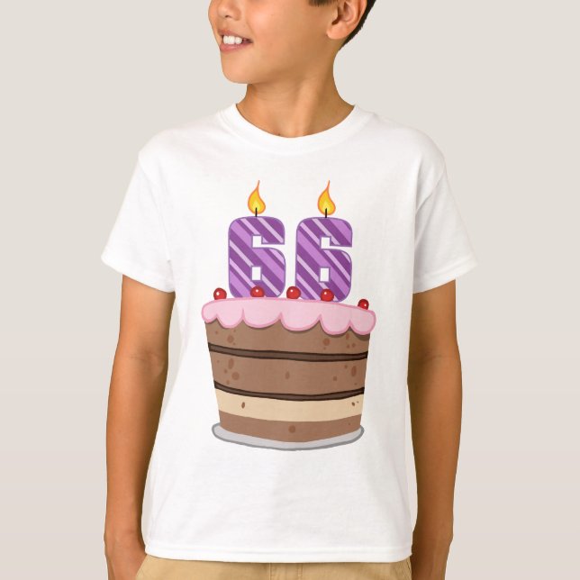 T-shirt 66 ans sur le gâteau d'anniversaire (Devant)