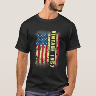 T-shirt 66 ans Vintage 1957 drapeau américain 66e annivers
