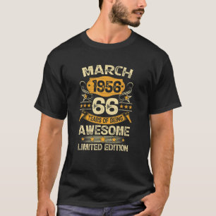 T-shirt 66 Ans Vintage Mars 1956 66E Anniversaire