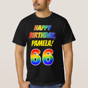 T-shirt 66e anniversaire — Bold, Fun, Rainbow 66, Nom pe