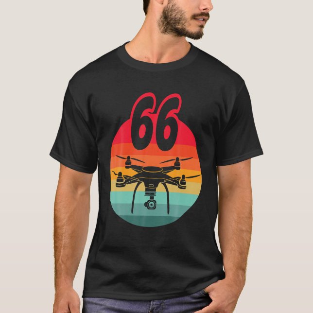 T-shirt 66E Anniversaire I Télécommande Rétro Drones Avec  (Devant)