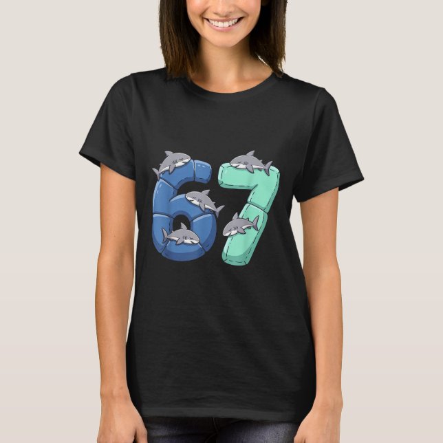 T-shirt 67 Animals Funny 67 Brainrot Youth Kids Shark 67  (Devant)