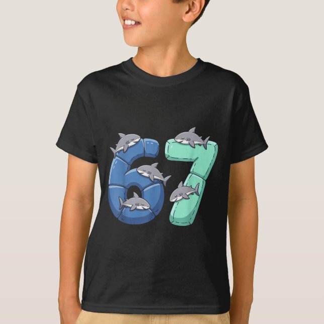 T-shirt 67 Animals Funny 67 Brainrot Youth Kids Shark 67  (Devant)