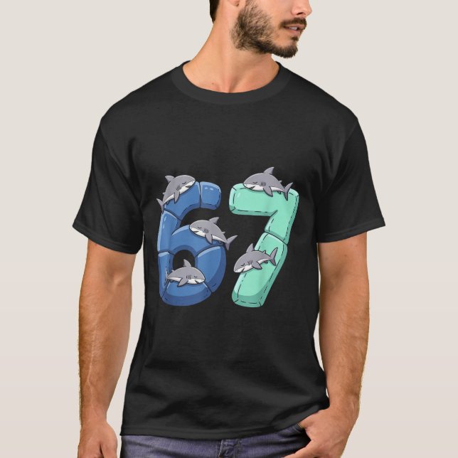 T-shirt 67 Animals Funny 67 Brainrot Youth Kids Shark 67  (Devant)